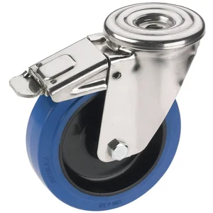 DÖRNER + HELMER Lenkrolle Elastik blau Rückenloch 100 mm 150 kg Feststeller