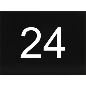 Nummernschild selbstklebend, 40 x 30 mm, Type 24, Kunststoff schwarz glänzend