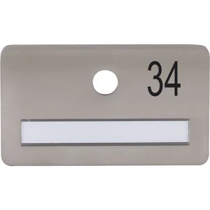 SOLIDO Namensschild ohne Spion, Bohrung ø 14, Edelstahl satiniert, Gravur Nr. 34