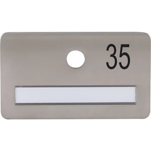 SOLIDO Namensschild ohne Spion, Bohrung ø 14, Edelstahl satiniert, Gravur Nr. 35