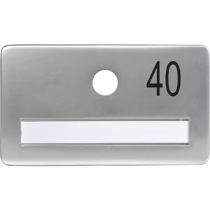 SOLIDO Namensschild ohne Spion, Bohrung ø 14, Alu silber eloxiert, Gravur Nr. 40