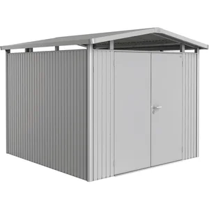 BIOHORT Gerätehaus Panorama P4 silber-metallic 2-türig