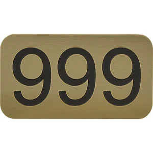 Nummernschild selbstklebend, 35 x 20 mm, Type 51-999, Kunststoff gold metallic