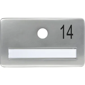 SOLIDO Namensschild ohne Spion, Bohrung ø 14, Alu silber eloxiert, Gravur Nr. 14