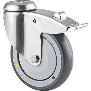 TENTE Lenkrolle PUR/Edelstahl mit nachlaufendem Totalfeststeller 100 kg