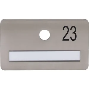 SOLIDO Namensschild ohne Spion, Bohrung ø 14, Edelstahl satiniert, Gravur Nr. 23
