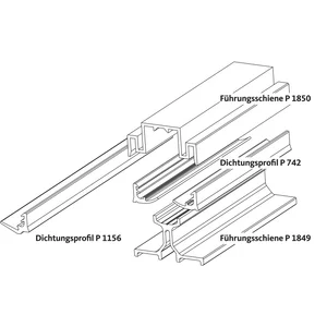 GU HS Führungsschienen-Set oben P1850 L=2900 mm silber eloxiert/Dichtung grau