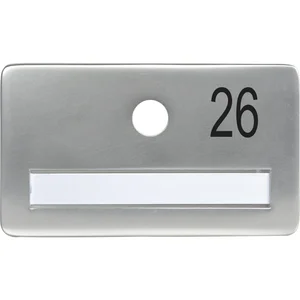 SOLIDO Namensschild ohne Spion, Bohrung ø 14, Alu silber eloxiert, Gravur Nr. 26