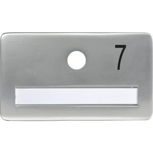 SOLIDO Namensschild ohne Spion, Bohrung ø 14, Alu silber eloxiert, Gravur Nr. 7