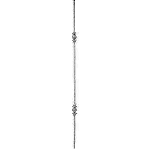 ARTEFERRO Zierstab VK 12 mit 2 Knöpfe, Länge 1000 mm, Schmiedeeisen gehämmert