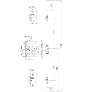 KFV MFV-Schloss BS 3700 DIN, DM 55,Stulp 2170 x 20 x 3 mm, eckig, verz. silber